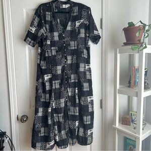 Vintage Hokus Pokus black print maxi dress size 3x